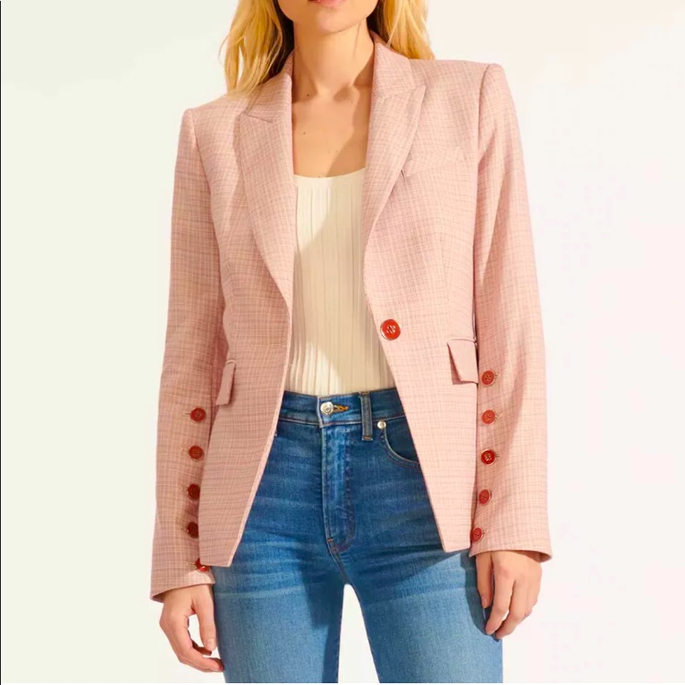 Veronica Beard NWT Steel Plaid Pink Clay Dickey Jacket Blazer Size 6 $695